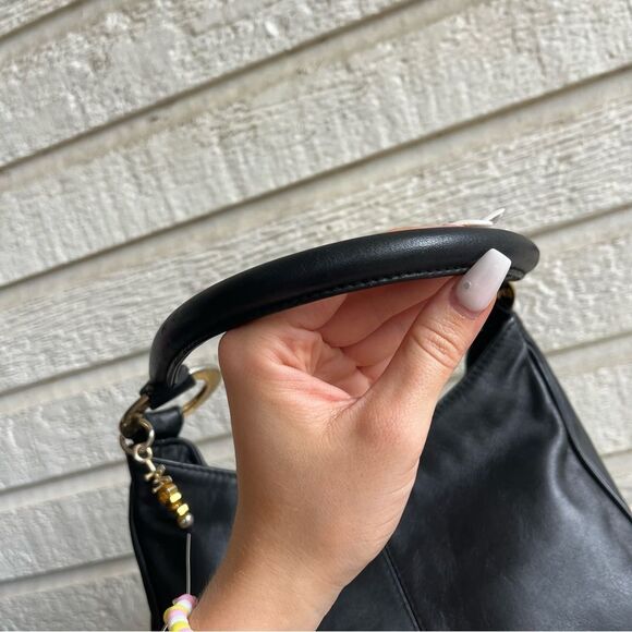 MCM Black Leather Vintage Y2K Hobo Shoulder Bag Charm - Picture 5 of 15